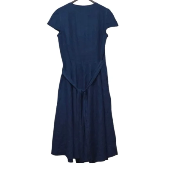 Polo Ralph Lauren Linen Blue Wrap Midi Dress - Picture 3 of 3